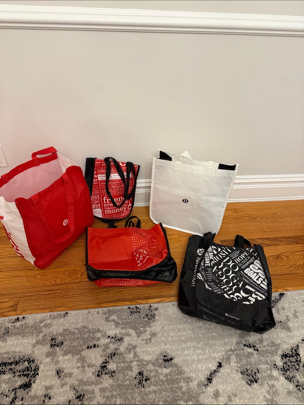 lululemon athletica Red, Black & White Tote Bag Set